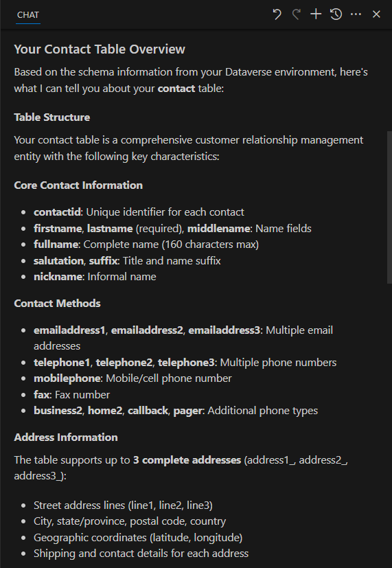 Complete table overview
